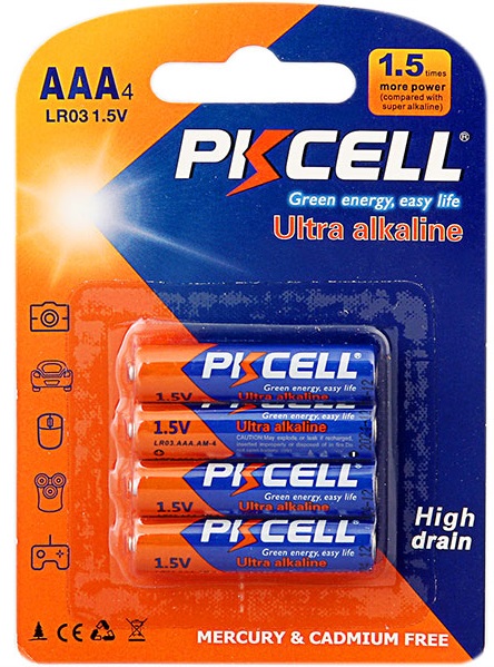 Батарейка AAA PKCELL Ultra (LR03-4B); щелочная;