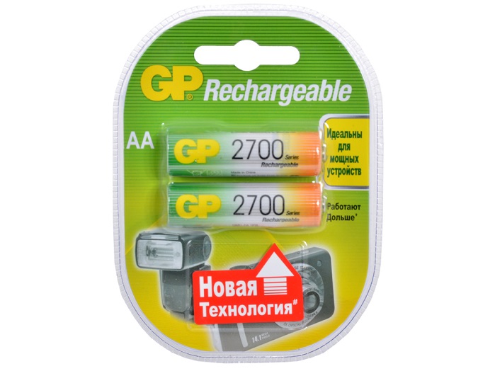 Аккумулятор AA 2700mAh GP (GP 270AAHC-2CR2);