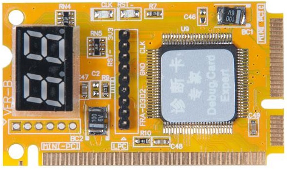 Тестер-посткарта Sintech (ST8667); PCI-E/miniPCI/LPC; желтый