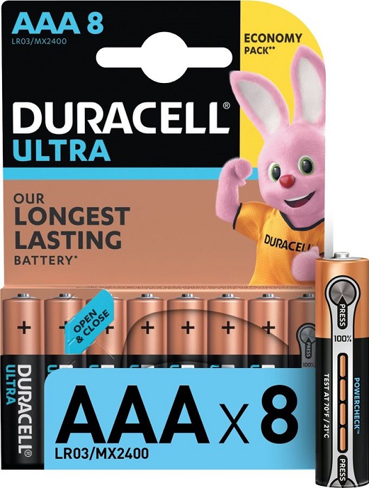 Батарейка AAA Duracell Ultra LR03-8BL MX2400;