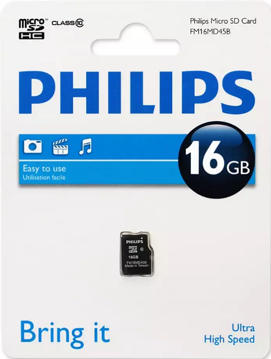 Карта памяти microSDHC 16 ГБ Philips