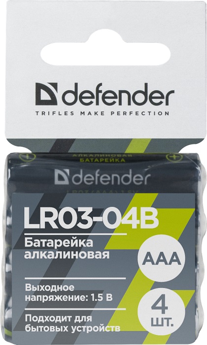 Батарейка AAA Defender LR03-04B (56008); щелочная;