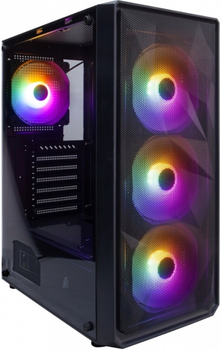 Корпус 1STPLAYER FD3 Black (FD3-BK-4F1); ATX;