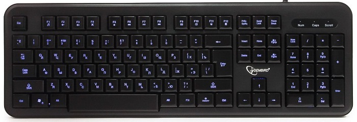 Клавиатура Gembird KB-200L; LED-подсветка; USB; черный