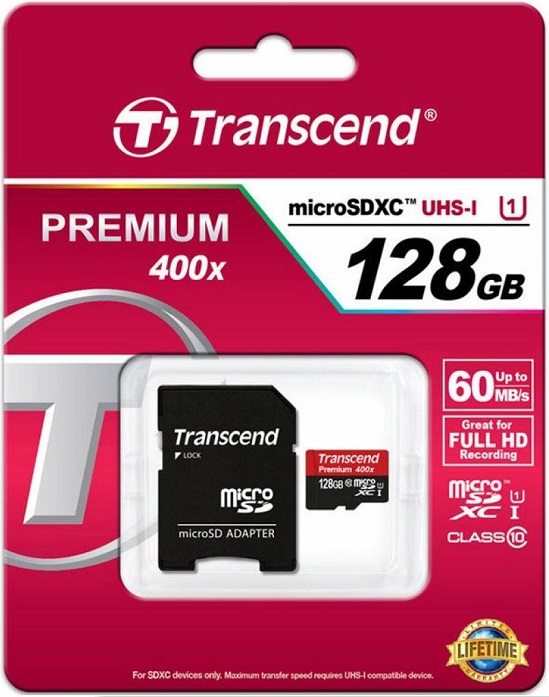 Карта памяти microSDXC 128 ГБ Transcend