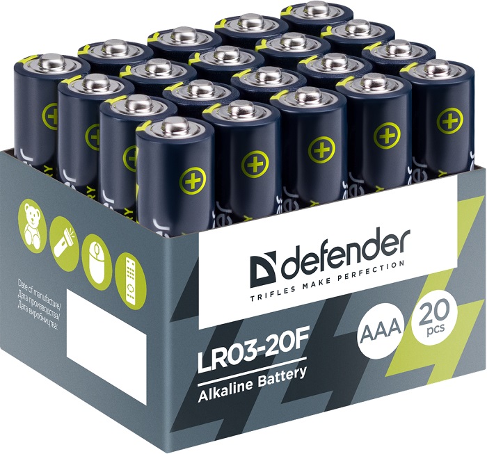 Батарейка AAA Defender LR03-20F (56004); щелочная;