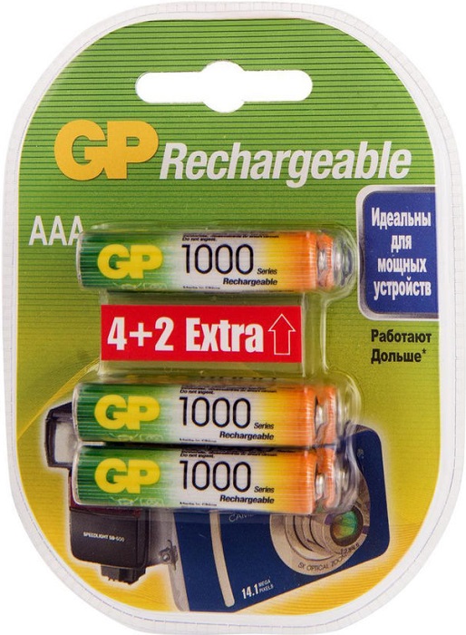 Аккумулятор AAA 1000mAh GP (GP 1000AAAHC4/2-2CR6);