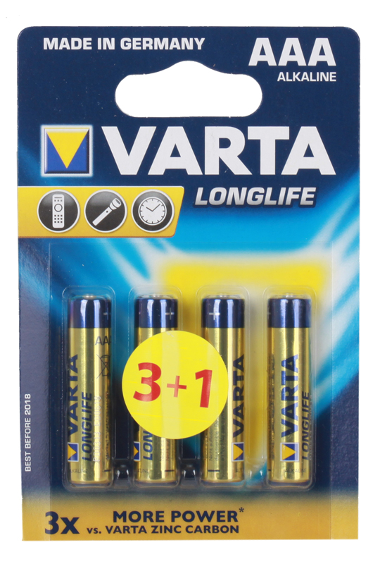 Батарейка AAA Varta LONG LIFE (4103113414);