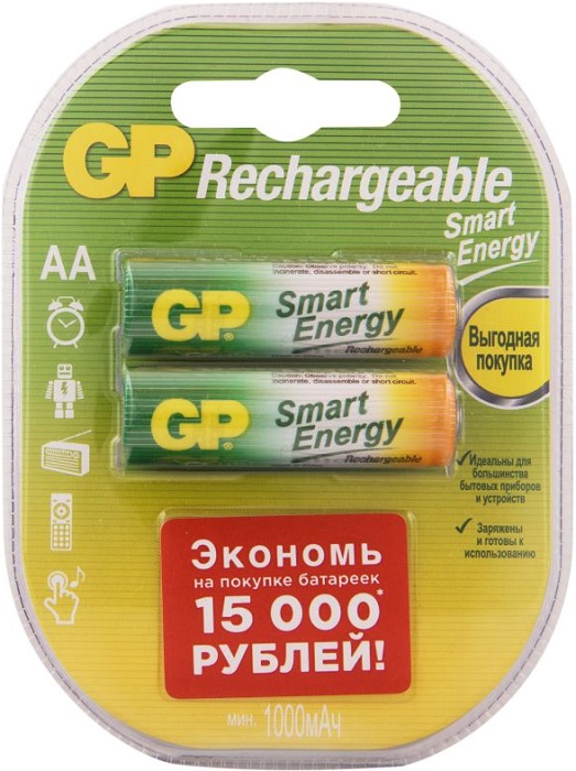 Аккумулятор AA 1000mAh GP (100AAHCSV-2CR2); 2