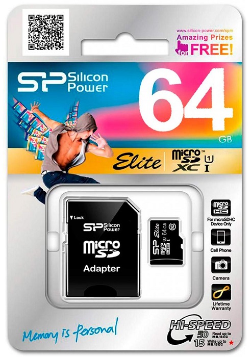 Карта памяти microSDXC 64 ГБ Silicon