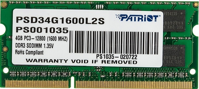 Оперативная память SO-DIMM DDR3 4Гб Patriot