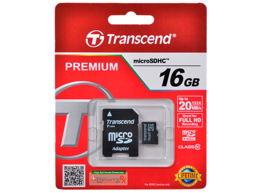 Карта памяти microSDHC 16 ГБ Transcend