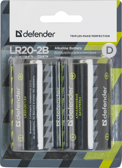 Батарейка D Defender LR20-2B (56022); щелочная;