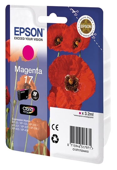 Картридж струйный Epson T17 Magenta (C13T17034A10);