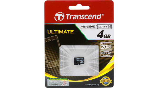Карта памяти microSDHC 4 ГБ Transcend