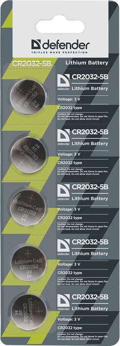 Батарейка 2032 Defender CR2032-5B (56201); литиевая;