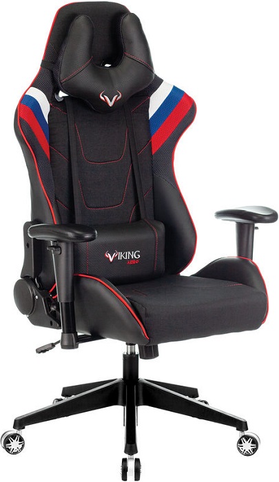 Кресло для геймеров Бюрократ VIKING-4/AERO-WH-BLUE-RED; черный/триколор