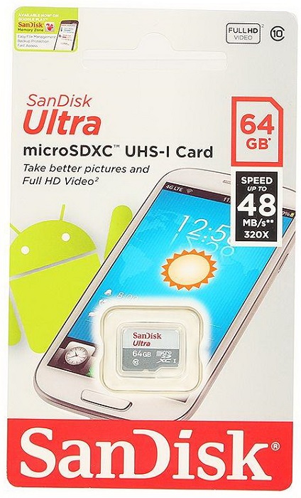 Карта памяти microSDXC 64 ГБ SanDisk