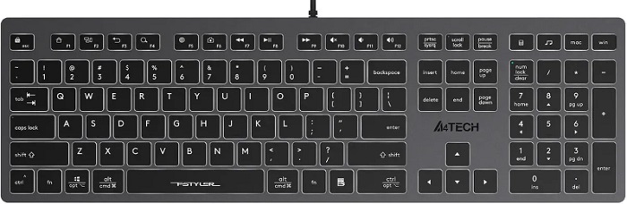Клавиатура A4Tech Fstyler FX60H Grey; ножничная;