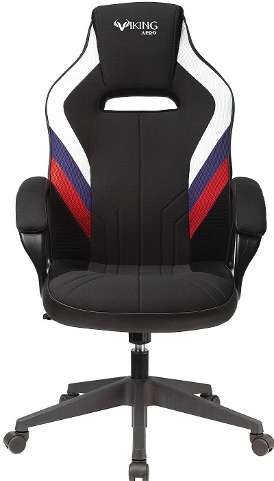 Кресло для геймеров Бюрократ VIKING-3/AERO-WH-BLUE-RED; черный/триколор
