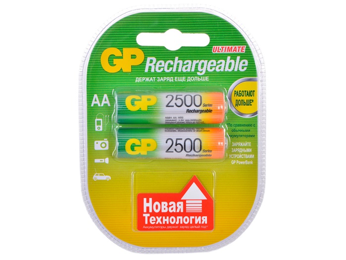 Аккумулятор AA 2500mAh GP (GP 250AAHC-2CR2);