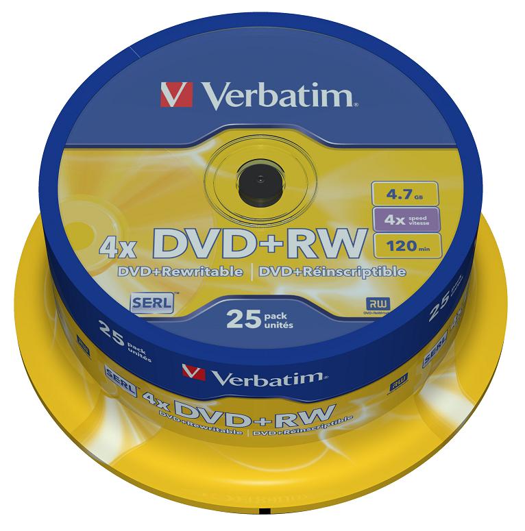 Диск DVD+RW Verbatim SERL (43489); 4.7