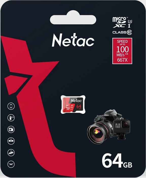 Карта памяти microSDXC 64 ГБ Netac