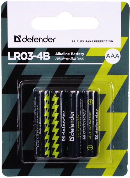 Батарейка AAA Defender LR03-4B (56002); щелочная;