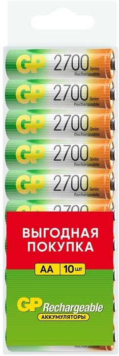 Аккумулятор AA 2700mAh GP (GP 270AAHC-CRB10);