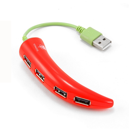 USB-хаб KONOOS UK-43; 4 порта; "перец"