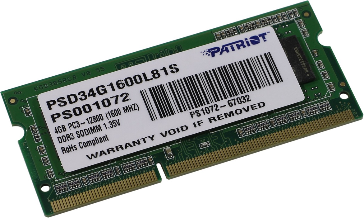 Оперативная память SO-DIMM DDR3 4Гб Patriot