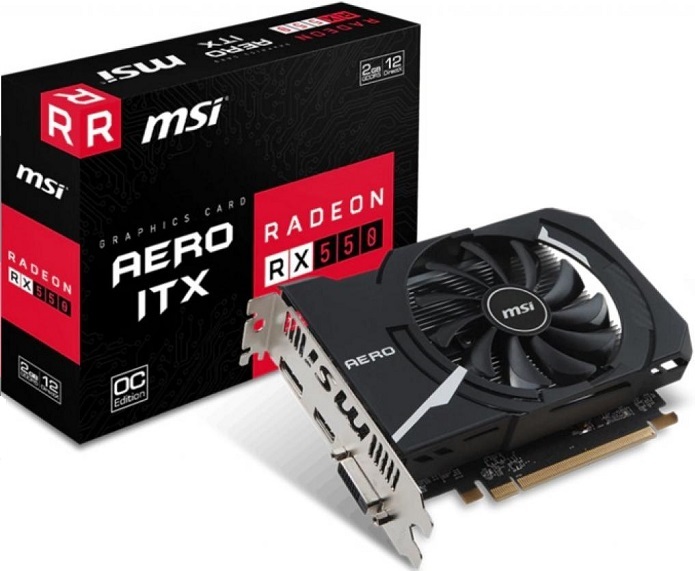 Видеокарта AMD Radeon RX 550 MSI RX 550 AERO ITX 2G OC; 2 Гб; GDDR5; 64 ...