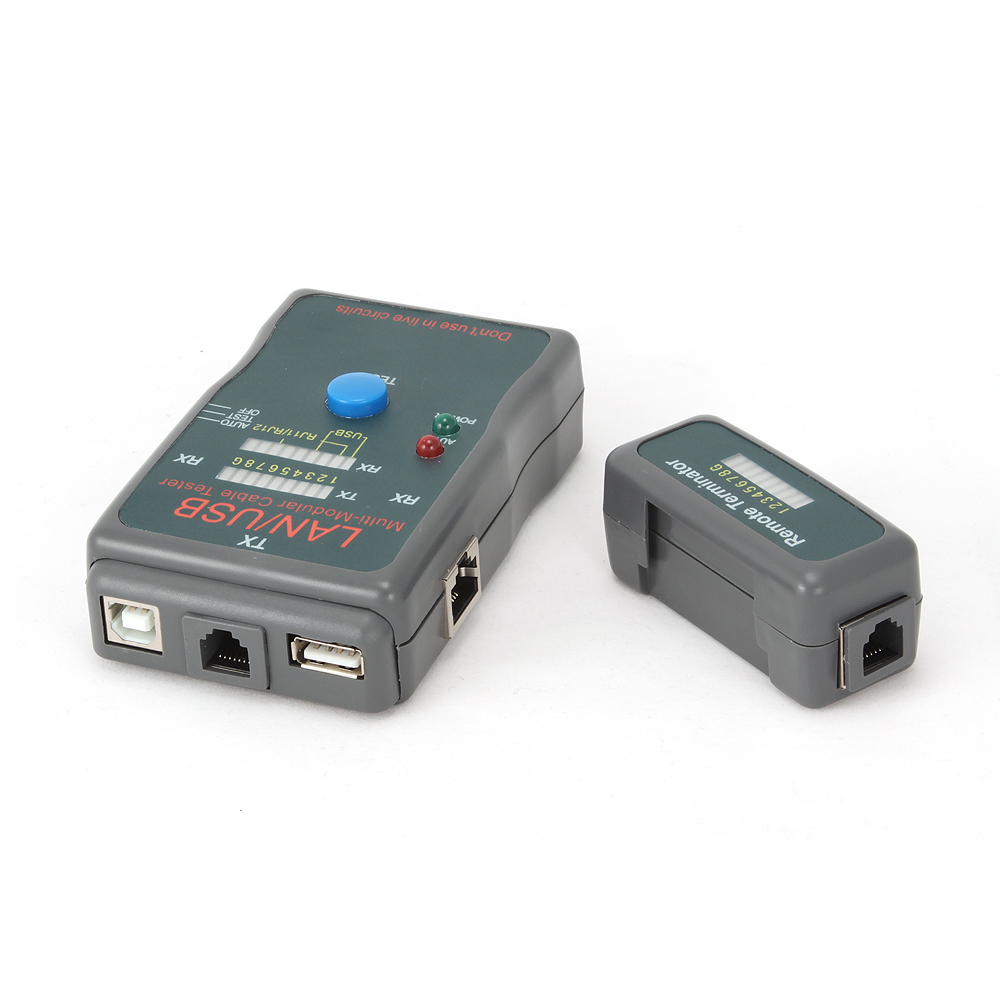 Тестер LAN/USB Cablexpert NCT-2; RJ-11/12/45,BNC,USB; серый