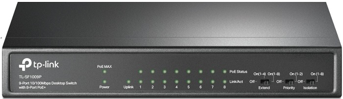 Коммутатор TP-Link TL-SF1009P; 9xRJ-45; 10/100 Мбит/сек;
