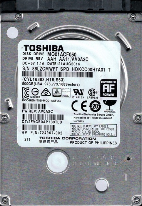 Жесткий диск 2.5" 500Гб Toshiba (MQ01ACF050);