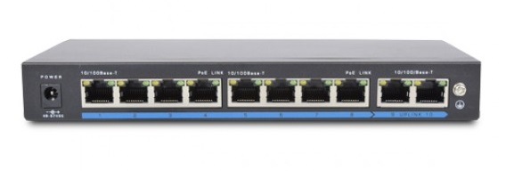 Коммутатор Atis PoE-1010-8P/250m; 8xRJ-45(POE), 2xUplink; 100