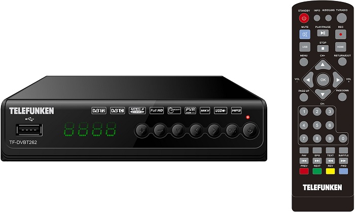Цифровой ресивер DVB-T2 TELEFUNKEN (TF-DVBT262); HDMI,2xUSB,AV;