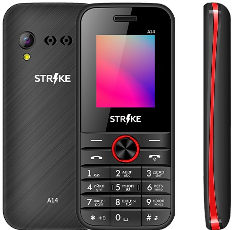Мобильный телефон Strike A14 Black+Red; 1.77"(160х128);
