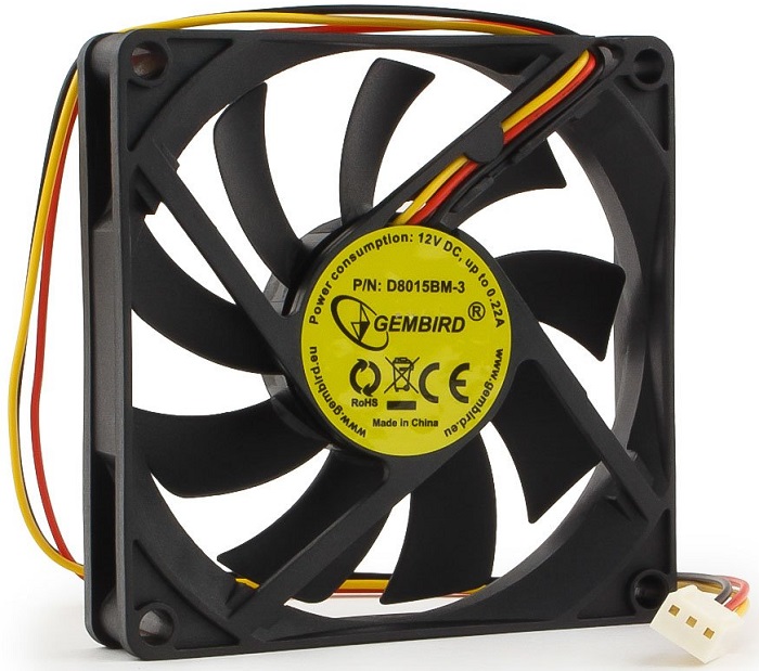 Вентилятор 80мм Gembird D8015BM-3; подшипник; 2600