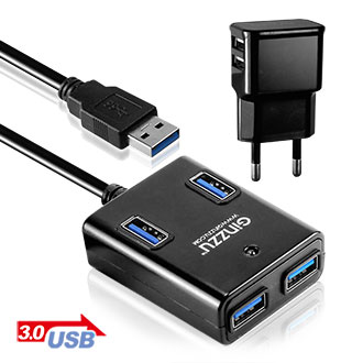 USB-хаб 3.0 Ginzzu GR-384UAB; 4 порта