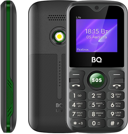 Мобильный телефон BQ Life Black+Green (BQ-1853);