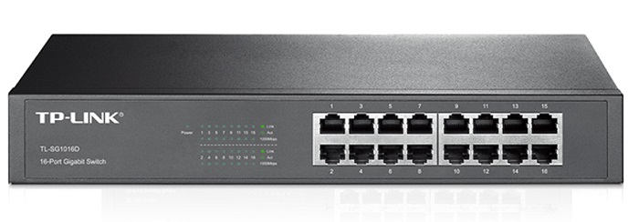 Коммутатор TP-Link TL-SG1016D; 16xRJ-45; 10/100/1000 Мбит/сек;