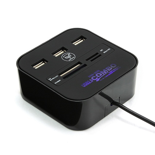 Карт-ридер USB KONOOS UK-29; microSD,SD,M2,MS,MMC,TF; 3xUSB;