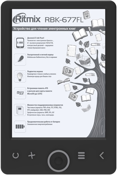 Электронная книга Ritmix RBK-677FL; 6"E-ink Pearl