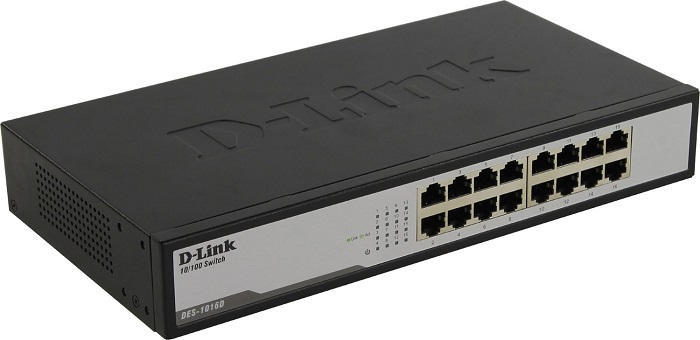 Коммутатор D-Link DES-1016D/H1A; 16xRJ-45; 100 Мбит/сек;