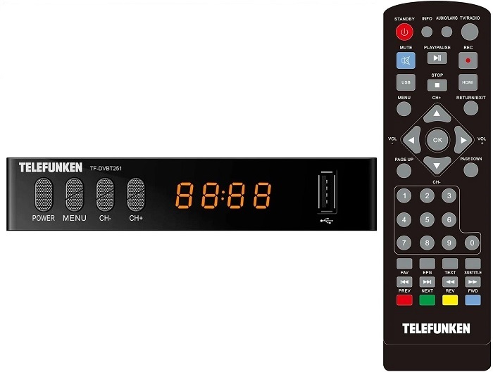 Цифровой ресивер DVB-T2 TELEFUNKEN (TF-DVBT251); 2xHDMI,2xUSB,3xRCA;