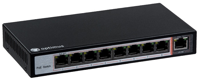 Коммутатор Optimus (UM1-E9/8P mini); 8xRJ-45(POE),SFP; 100