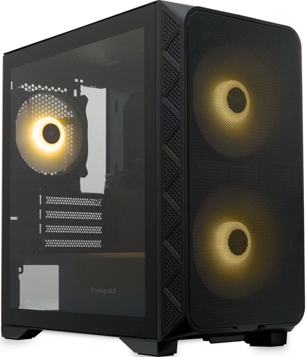 Корпус HSPD M321-TGBK-ARGB; mATX; Mini-Tower; боковое