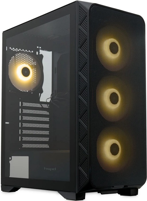 Корпус HSPD M521-TGBK-ARGB; ATX; Midi-Tower; боковое