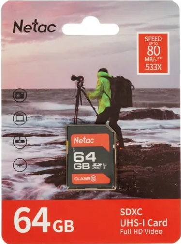 Карта памяти SDHC 64 ГБ Netac